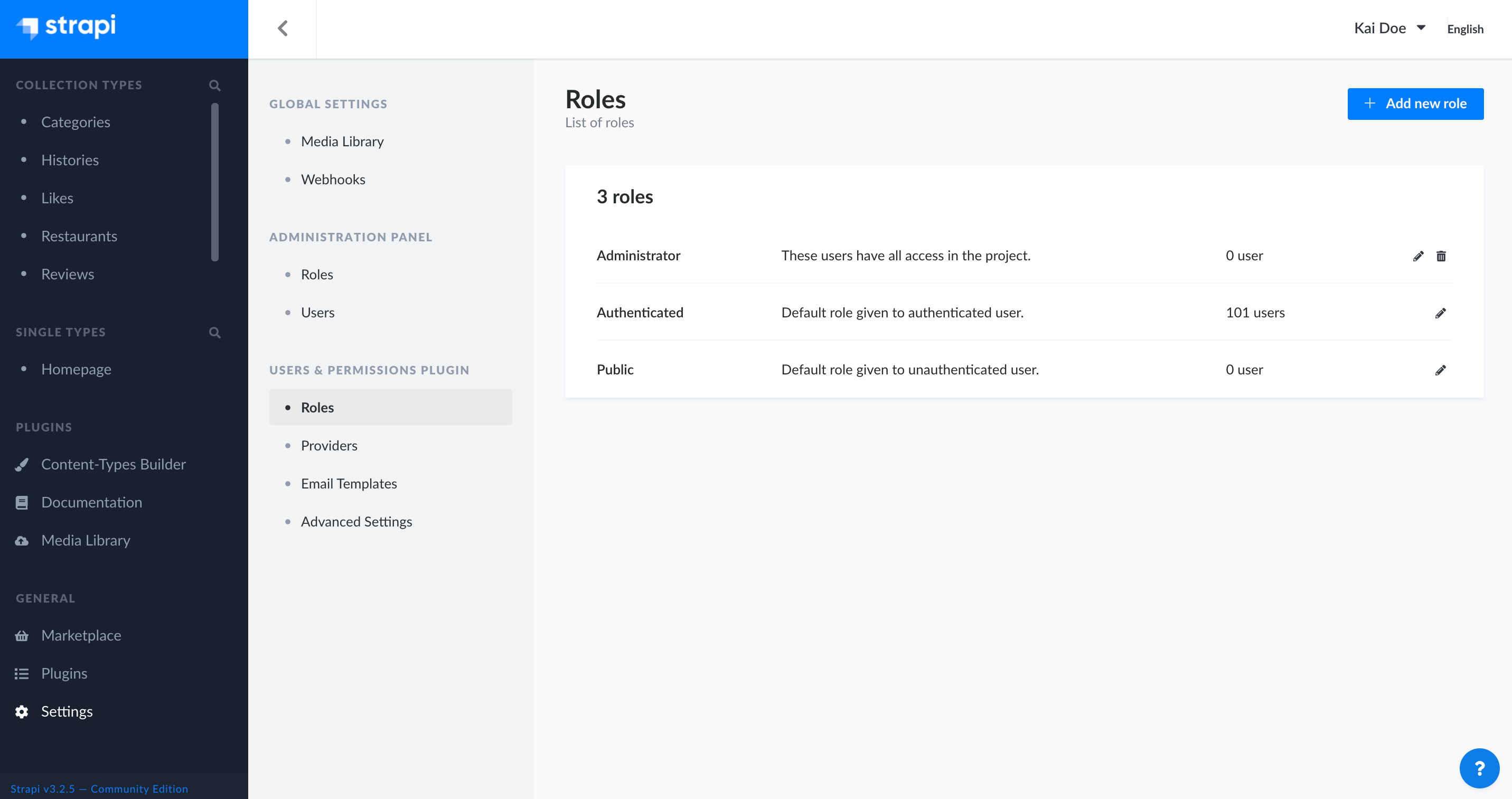 End-users roles interface